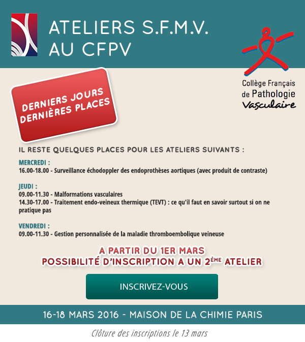 Dernières places pour les ateliers SFMV au CFPV. Cloture des inscriptions le 13 amrs . possibilité de s'inscrire a un deuxieme atelier